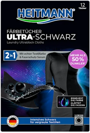 Heitmann Ultra Schwarz 2in1 Chusteczki Odnawiające Czerń 12 szt.