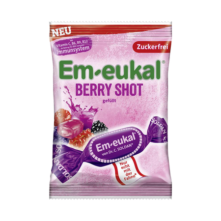 Em-eukal Berry Shot Cukierki bez Cukru Owocowa Przyjemność z Jagód 75 g