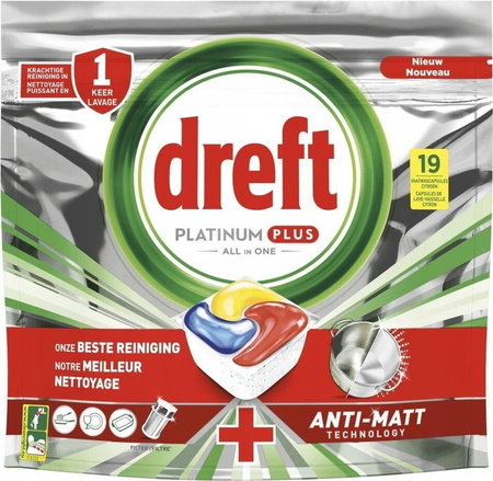 Dreft Platinum Plus Anti-Matt Tabletki do Zmywarki 19 szt.