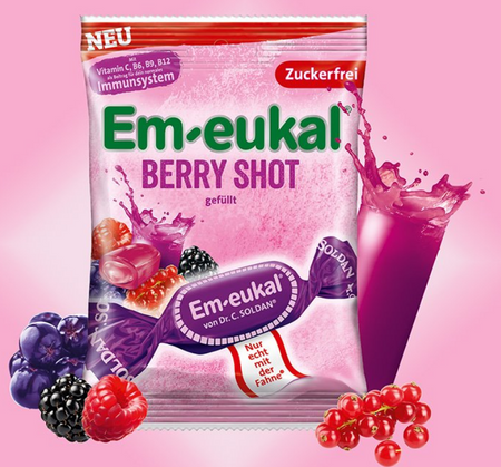 Em-eukal Berry Shot Cukierki bez Cukru Owocowa Przyjemność z Jagód 75 g