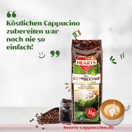 Hearts Irish Cream Cappuccino z Delikatnym Smakiem Irlandzkiego Likieru 1 kg